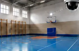 School gym with a camera